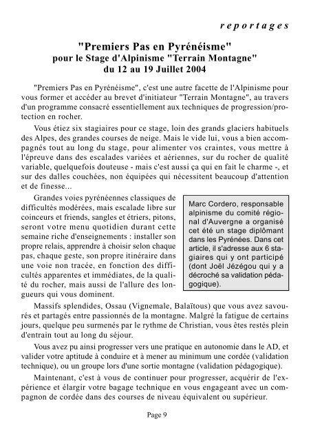 s o m m a i re - Club Alpin Français Clermont-Auvergne