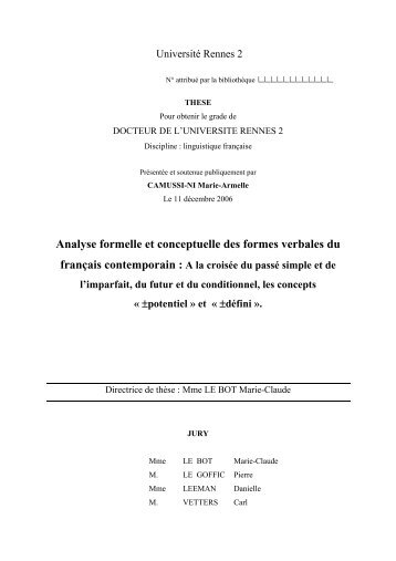 Analyse formelle et conceptuelle des formes verbales du - TEL