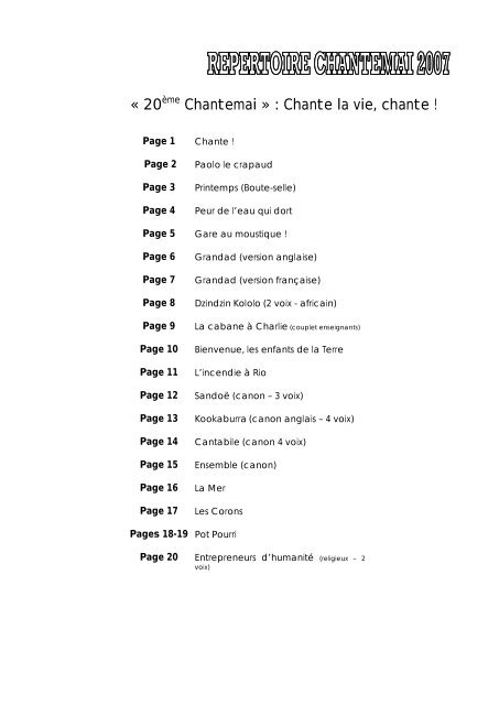 « 20ème Chantemai » : Chante la vie, chante ! - ec85.net