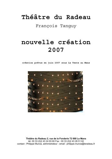 Théâtre du Radeau nouvelle création 2007 - Nouveau théâtre d ...