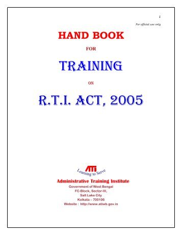 Hand book on RTI Act - Administrative Training Institute
