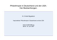 Philanthropie in Deutschland und den USA - Atlantische Initiative