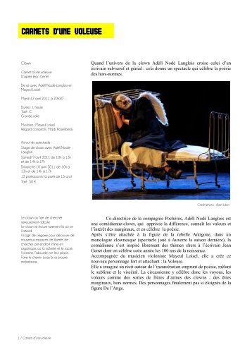 CARNETS D'UNE VOLEUSE - Théâtre d'Auxerre