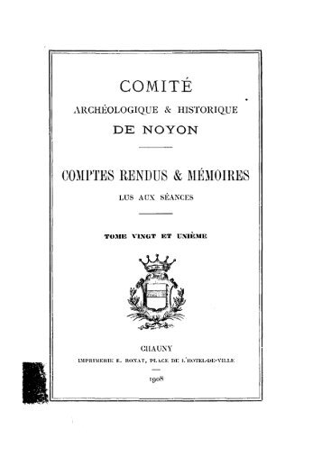 Société archéologique, historique et scientifique de Noyon ...