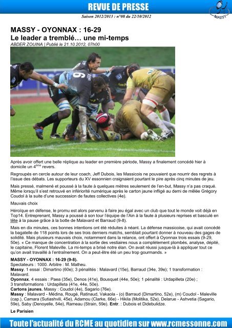 Revue de presse 8 - Rugby Club Massy