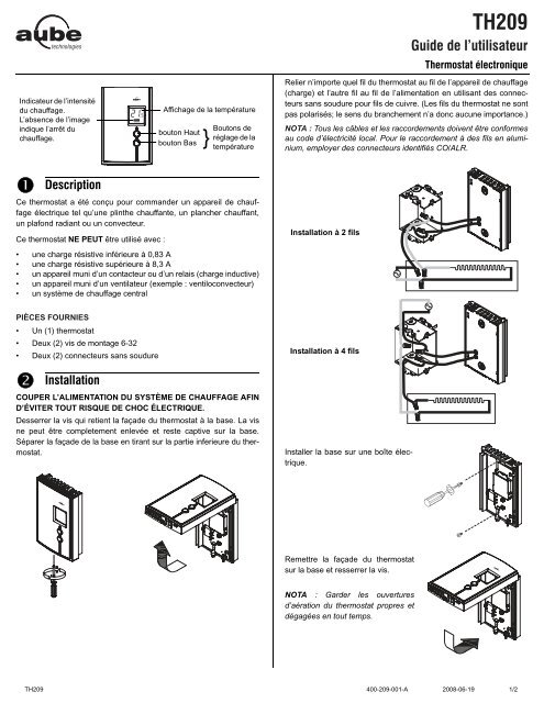 TH209 Guide de l'utilisateur