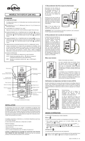 MODÈLE TH111GFCI-P (240 VAC) - Aube Technologies inc.