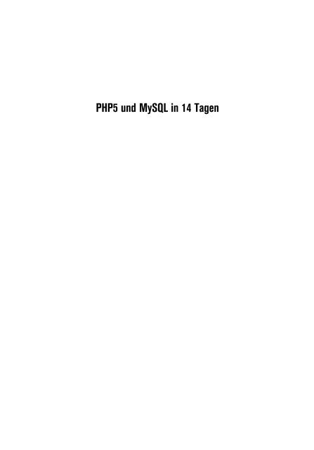 Php5 Und My Sql In 14 Tagen Pdf Ausbildung Elektrotechnik