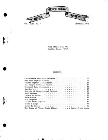 1972 #4 - Austin Genealogical Society