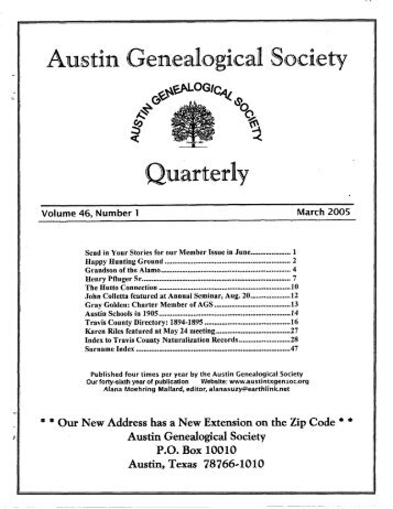 2005 #1 - Austin Genealogical Society