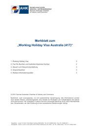 Merkblatt zum „Working Holiday Visa Australia (417)“ - AHK Australien
