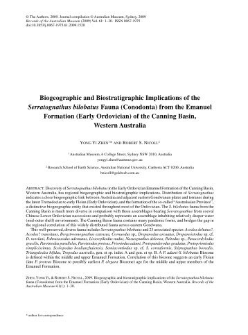 Biogeographic and biostratigraphic implications of the - Australian ...
