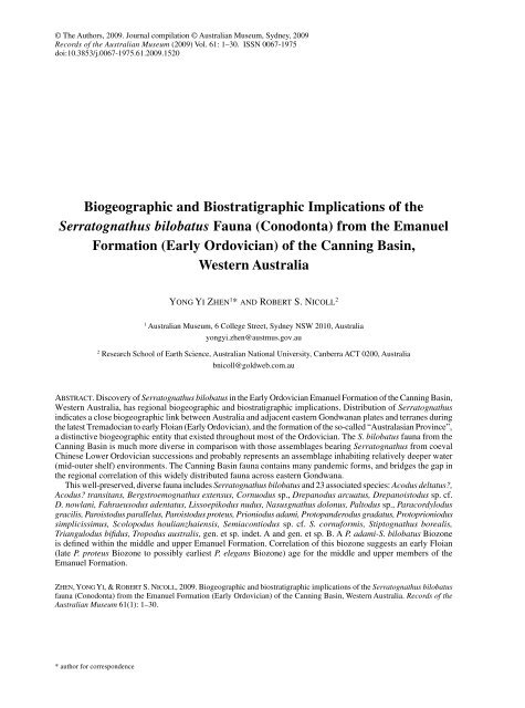 Biogeographic and biostratigraphic implications of the - Australian ...