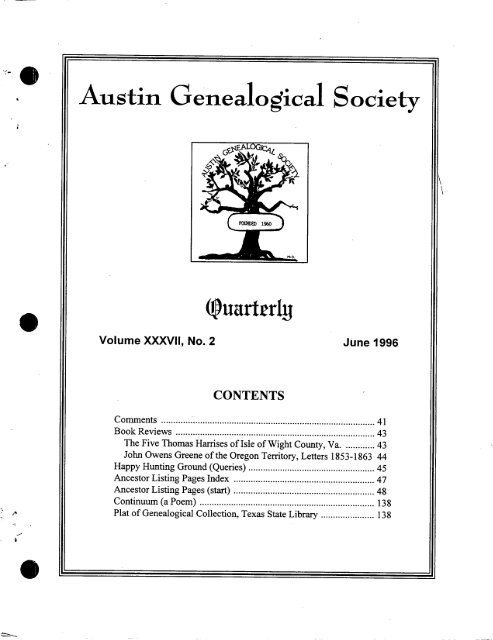 1996 #2 - Austin Genealogical Society