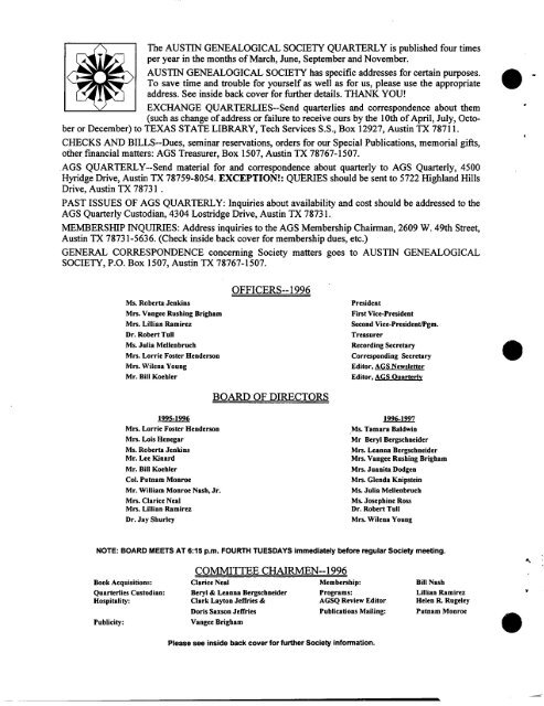 1996 #2 - Austin Genealogical Society