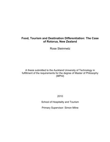 Food, Tourism and Destination Differentiation: The Case of Rotorua ...