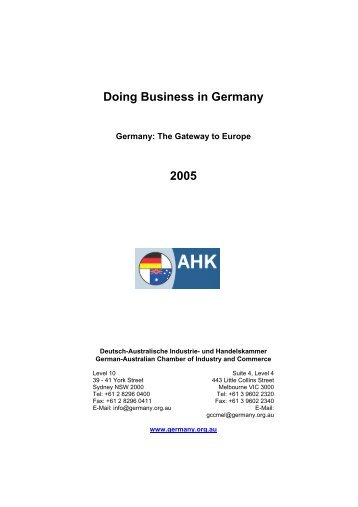 Download PDF document free of charge - AHK Australien