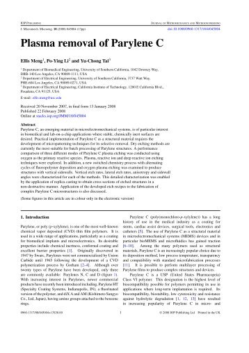 Plasma removal of Parylene C