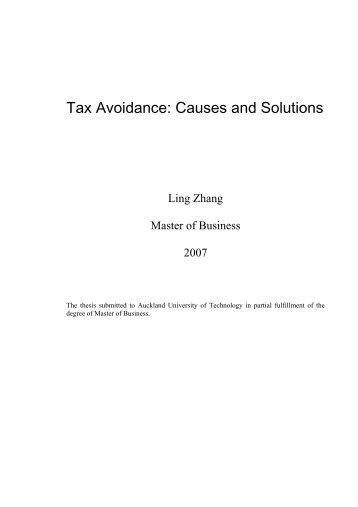 Tax Avoidance: Causes and Solutions - Scholarly Commons Home