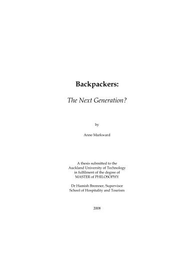 Backpackers: The next generation? - Scholarly Commons Home