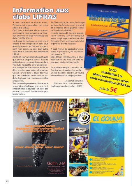 Articles du club dans la revue Hippocampe (P20 - Corail Diving Club