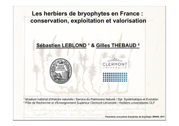 Les herbiers de bryophytes en France : conservation, exploitation et ...