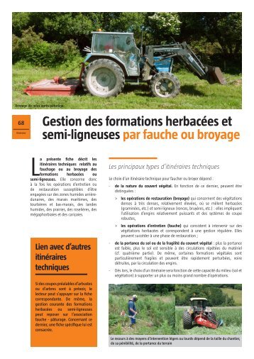 Gestion des formations herbacées et semi-ligneuses par fauche ou ...