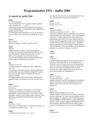 Programmation TFO pour le mois de ... (200607juil) - the Legislative ...
