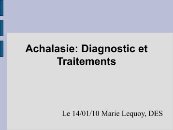 Achalasie: Diagnostic et traitement - Hepato Web