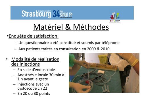 Réalisation des injections intradétrusoriennes de toxine botulique ...