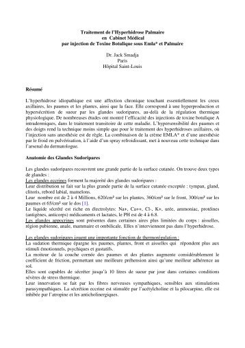 Traitement de l'hyperhidrose palmaire par injection de toxine ...