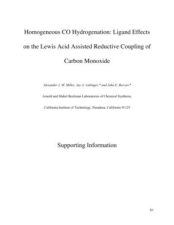 Homogeneous CO Hydrogenation: Ligand Effects on the Lewis Acid ...