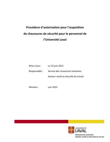 Procédure d'autorisation pour l'acquisition de chaussures de sécurité