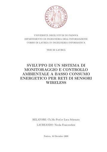 Sistema di monitoraggio e controllo ambientale - Automatica ...