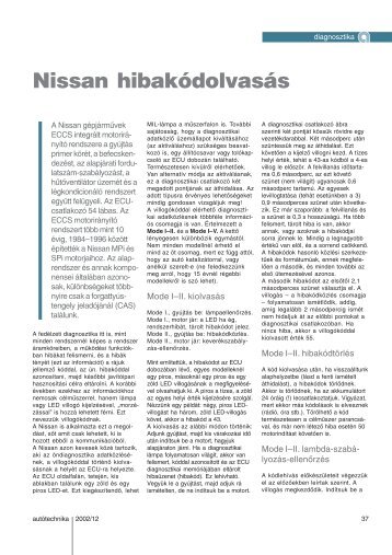 Nissan hibakódolvasás - Autótechnika