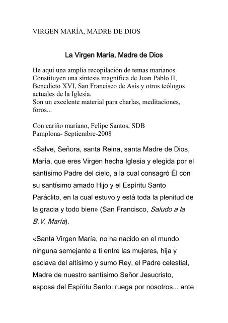 VIRGEN MARÍA, MADRE DE DIOS - Mariología.org