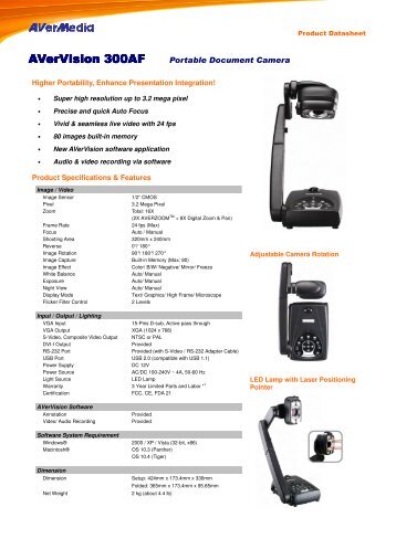 AVerVision AVerVision 300AF 300AF Portable Document Camera