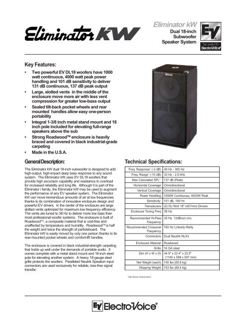 Eliminator kW Engineering Data Sheet 222 KB | 26 ... - Electro-Voice