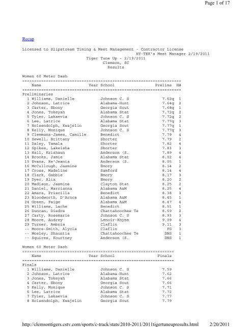 Page 1 of 17 2/20/2011 http://clemsontigers.cstv.com/sports/c-track ...