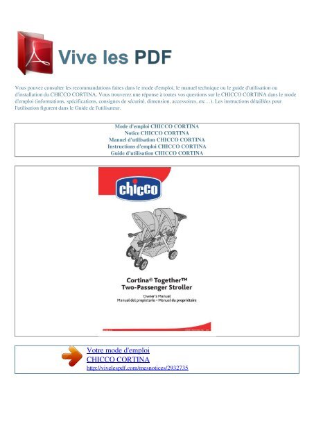 Manuel D Utilisation Chicco Cortina Vive Les Pdf