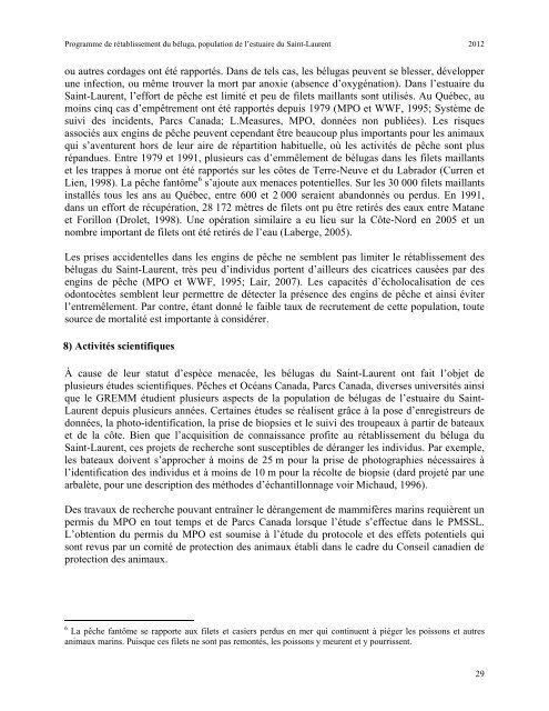 Programme de rétablissement du béluga - BAPE - Gouvernement ...