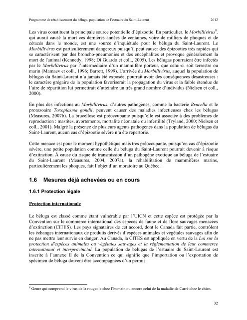 Programme de rétablissement du béluga - BAPE - Gouvernement ...