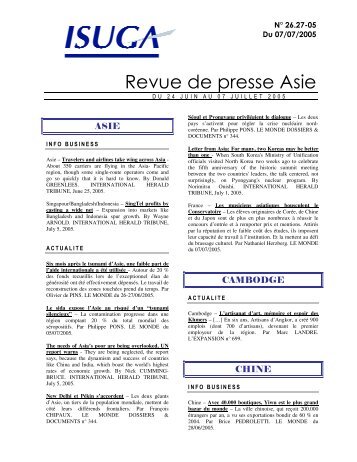 Revue de presse Asie - (CCI) de Quimper Cornouaille