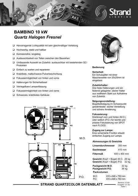 BAMBINO 10 kW Quartz Halogen Fresnel - Avantgarde-technik.de