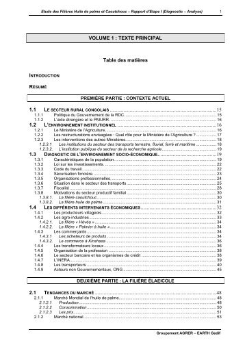 Etude des Filières Huile de palme et Caoutchouc - CongoForum