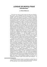Marzocca - Lexique de biopolitique - Introduction