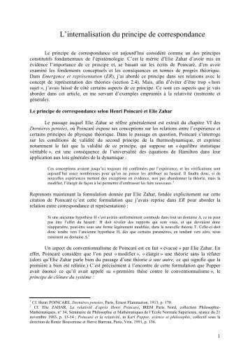 L'internalisation du principe de correspondance