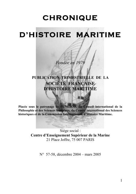 CHRONIQUE D'HISTOIRE MARITIME - Société Française d'Histoire ...