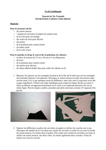 Lien vers le tutoriel en PDF pour faire le lit à baldaquin.