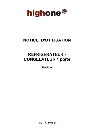 CONGELATEUR 1 porte - Electro Depot